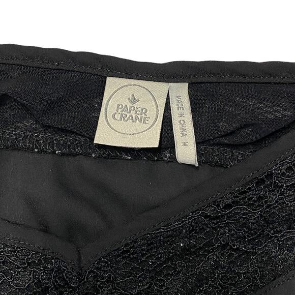 paper crane off shoulder blouse Top chiffon black sz m long sleeve - Picture 12 of 12